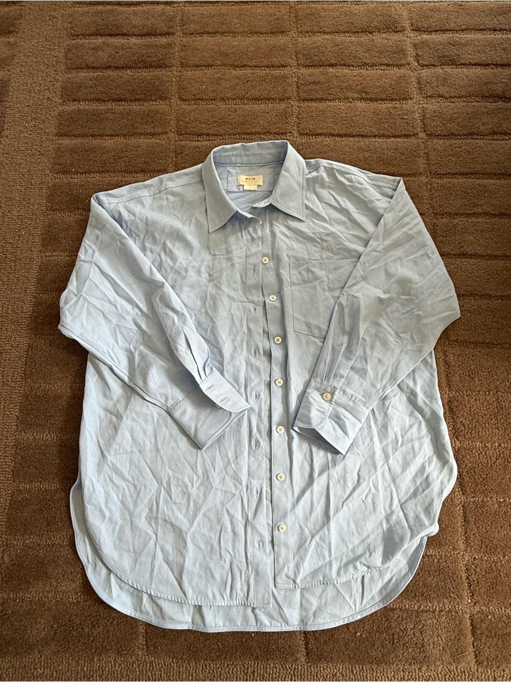 Maeve by Anthropologie Light Blue Long-Sleeve Button-Down Shirt